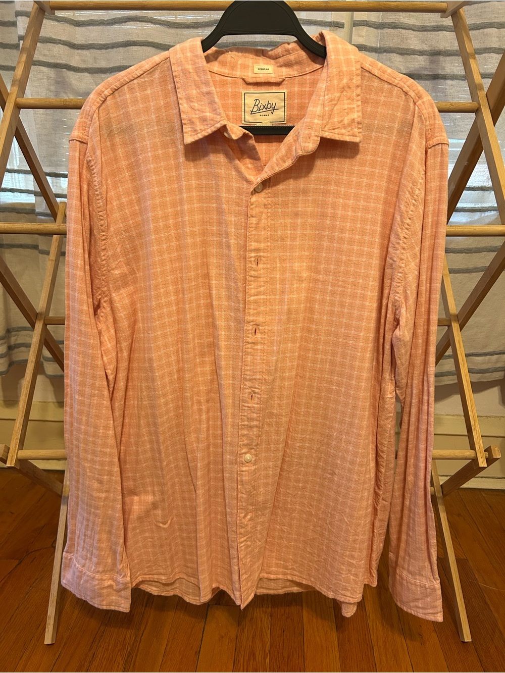 Men's sz XL Bixby Nomad Light Pink Plaid Button-Up Shirt